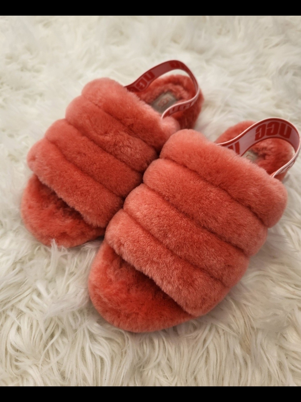UGG Fluff Yeah Slide - Coral Pink Faux Fur Women's Slippers